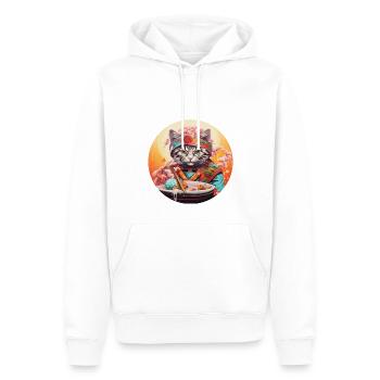 Katze der Nudeln - Männer Premium Bio Hoodie - Weiß - Vorne - Nico (187cm)