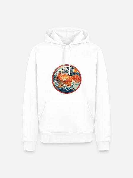 Ramen Cat Circle - Men’s Premium Organic Hoodie - white