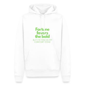 La fortune sourit aux audacieux - Sweat à capuche Premium bio Homme - blanc - Devant - Nico (187cm)