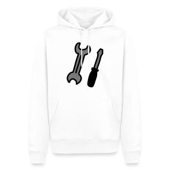 tools - Men’s Premium Organic Hoodie - white - Front - Nico (187cm)