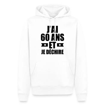 j'ai 60 ans et je déchire - Sweat à capuche Premium bio Homme - blanc - Devant - Nico (187cm)