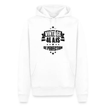 vintage 40 ans de perfection - Sweat à capuche Premium bio Homme - blanc - Devant - Nico (187cm)