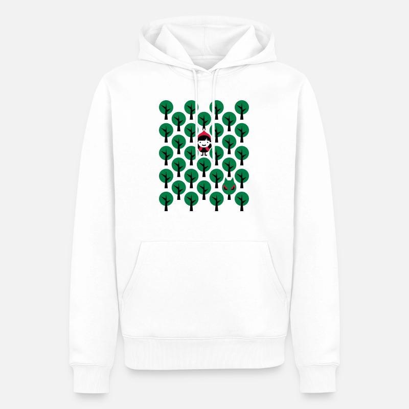 Fairytale - Märchen - Rotkäppchen - Wolf - Grafik - Männer Premium Bio Hoodie - Weiß