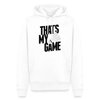 badminton - love for the game - Sweat à capuche Premium bio Homme - blanc - Devant - Nico (187cm)