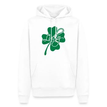 Lucky Shamrock - Männer Premium Bio Hoodie - Weiß - Vorne - Nico (187cm)