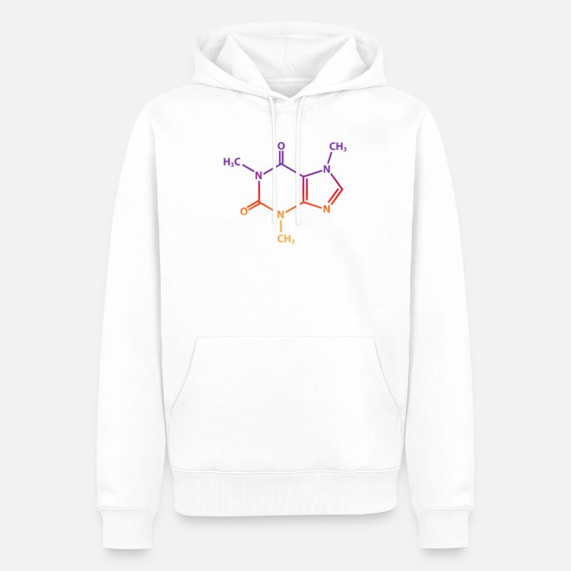 Molécule de caféine - Sweat à capuche Premium bio Homme - blanc