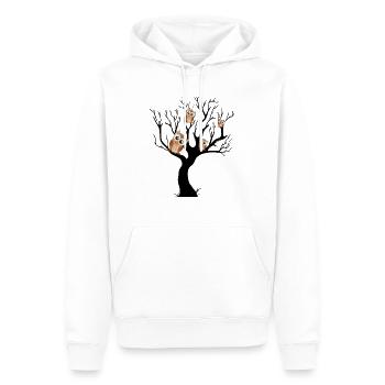 Chouette noctambule sur arbre - Sweat à capuche Premium bio Homme - blanc - Devant - Nico (187cm)
