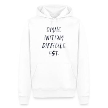 all beginning is difficult Latin quotation scripture - Men’s Premium Organic Hoodie - white - Front - Nico (187cm)