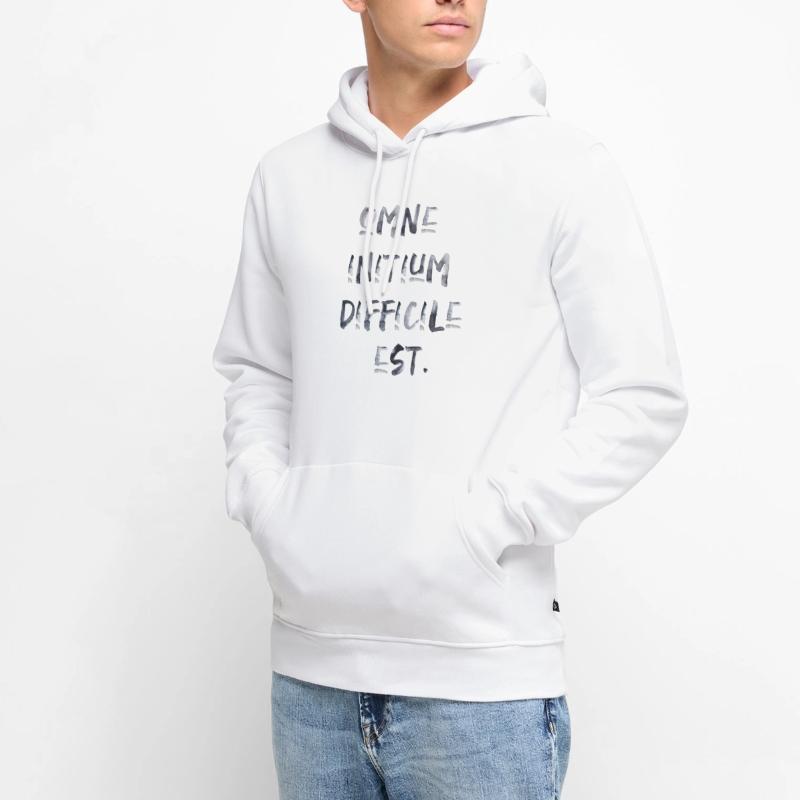 all beginning is difficult Latin quotation scripture Men’s Premium Organic Hoodie