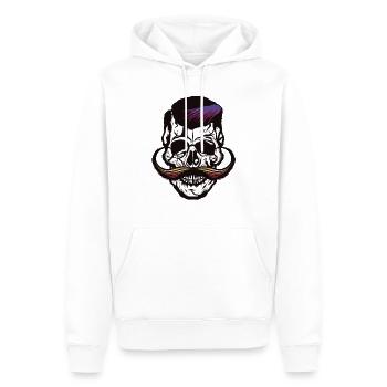 tete de mort crane moustache moustachu hipster - Sweat à capuche Premium bio Homme - blanc - Devant - Nico (187cm)