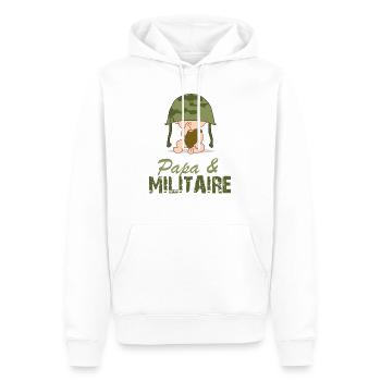 PAPA MILITAIRE t shirt - Sweat à capuche Premium bio Homme - blanc - Devant - Nico (187cm)