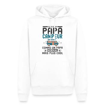 papa campeur - Sweat à capuche Premium bio Homme - blanc - Devant - Nico (187cm)