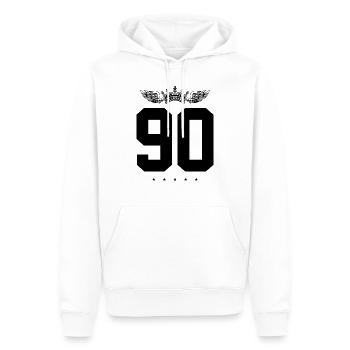 90 Number crown - Men’s Premium Organic Hoodie - white - Front - Nico (187cm)