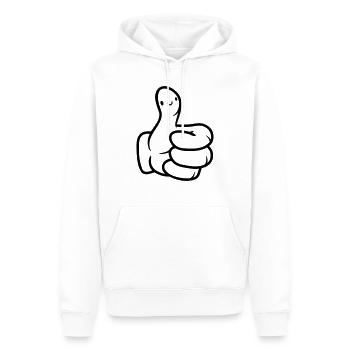 Mignon Visage Main Pouce - Sweat à capuche Premium bio Homme - blanc - Devant - Nico (187cm)