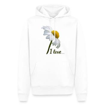 Marguerites J’adore la marguerite à fleurs blanches - Sweat à capuche Premium bio Homme - blanc - Devant - Nico (187cm)