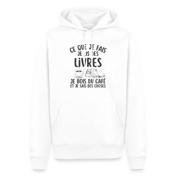 Humour lecteur et boire du café - Sweat à capuche Premium bio Homme - blanc - Devant - Nico (187cm)