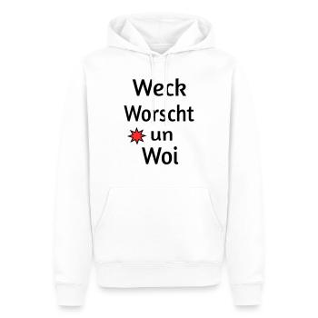Weck Worscht un Woi - Männer Premium Bio Hoodie - Weiß - Vorne - Nico (187cm)