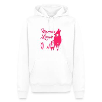 Maman louve 3 - Sweat à capuche Premium bio Homme - blanc - Devant - Nico (187cm)