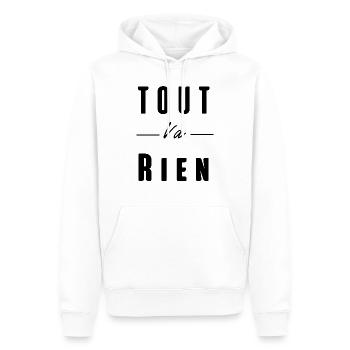 tout va rien - Sweat à capuche Premium bio Homme - blanc - Devant - Nico (187cm)
