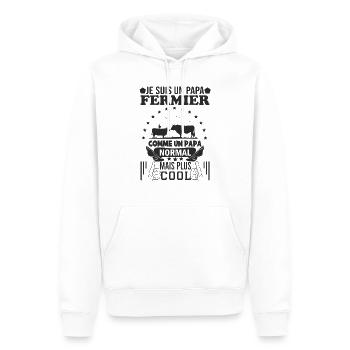 papa fermier comme un papa normal mais plus cool 2 - Sweat à capuche Premium bio Homme - blanc - Devant - Nico (187cm)