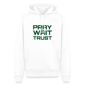 Pray Wait Trust - Männer Premium Bio Hoodie - Weiß - Vorne - Nico (187cm)