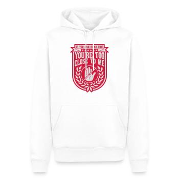 trop près de moi - Sweat à capuche Premium bio Homme - blanc - Devant - Nico (187cm)