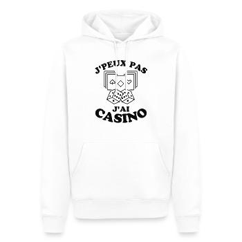 casino poker rami - Sweat à capuche Premium bio Homme - blanc - Devant - Nico (187cm)