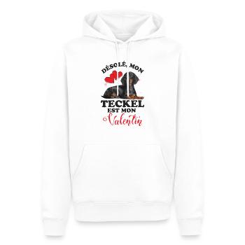 Mon teckel est mon valentin - Sweat à capuche Premium bio Homme - blanc - Devant - Nico (187cm)