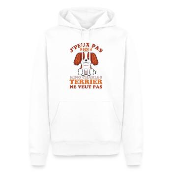 Mon king charles Terrier ne veut pas - Sweat à capuche Premium bio Homme - blanc - Devant - Nico (187cm)