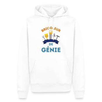 Bricoleur de génie 5 - Sweat à capuche Premium bio Homme - blanc - Devant - Nico (187cm)