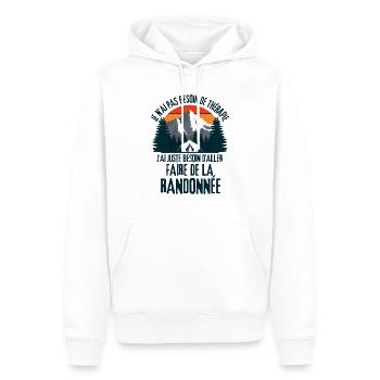 Humour randonnée rando - Sweat à capuche Premium bio Homme - blanc - Devant - Nico (187cm)