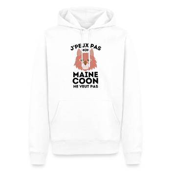 J PEUX PAS mon maine coon ne veut pas - Sweat à capuche Premium bio Homme - blanc - Devant - Nico (187cm)