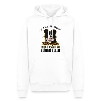 Pas besoin de thérapie juste mon border collie 2 - Sweat à capuche Premium bio Homme - blanc - Devant - Nico (187cm)