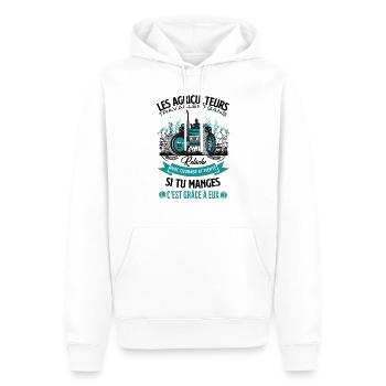 Agriculture agriculteur - Sweat à capuche Premium bio Homme - blanc - Devant - Nico (187cm)