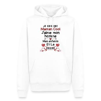 Maman Cool j aime mon homme et mes enfants 2 - Sweat à capuche Premium bio Homme - blanc - Devant - Nico (187cm)