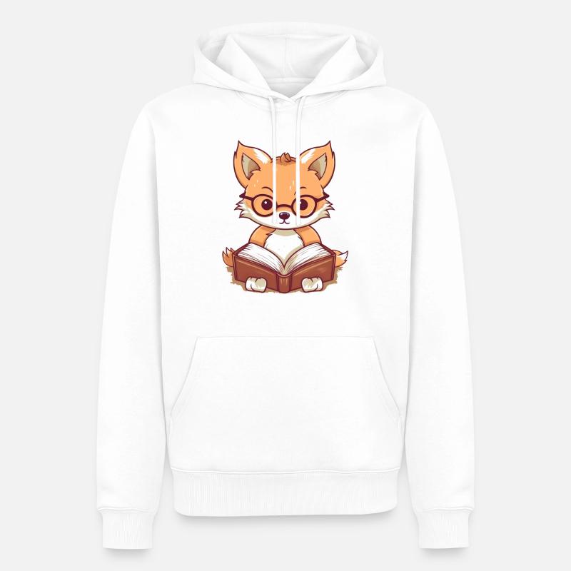 Süßer Fuchs liest ein Buch - Männer Premium Bio Hoodie - Weiß