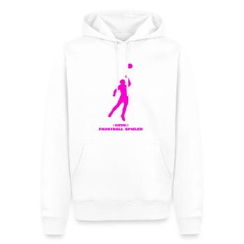 ACHTUNG FAUSTBALLSPIELER ! - Männer Premium Bio Hoodie - Weiß - Vorne - Nico (187cm)