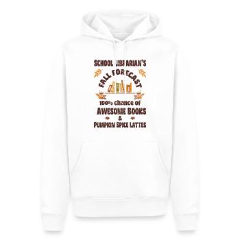 Bibliothécaire scolaire, livres et lattes aux épices à la citrouille - Sweat à capuche Premium bio Homme - blanc - Devant - Nico (187cm)