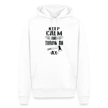 KEEP CALM AND THROW AN AX - Men’s Premium Organic Hoodie - white - Front - Nico (187cm)