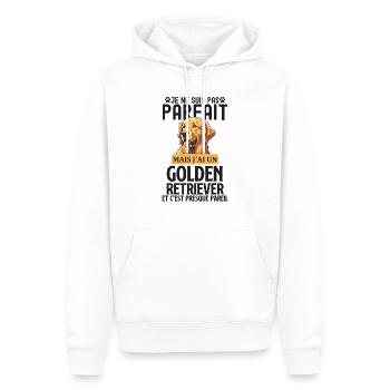 Chien de race golden retriever chien doux - Sweat à capuche Premium bio Homme - blanc - Devant - Nico (187cm)