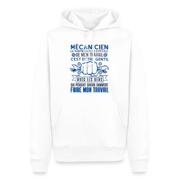 Humour mécanicien mécano mécanique - Sweat à capuche Premium bio Homme - blanc - Devant - Nico (187cm)