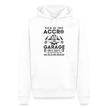je ne suis pas accro à mon garage 3 - Sweat à capuche Premium bio Homme - blanc - Devant - Nico (187cm)