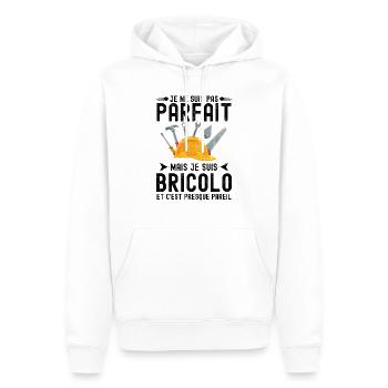 bricolo bricoleur parfait - Sweat à capuche Premium bio Homme - blanc - Devant - Nico (187cm)