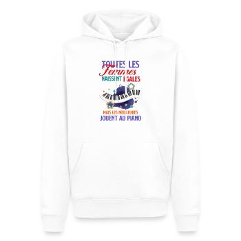 Joueuse de piano - Sweat à capuche Premium bio Homme - blanc - Devant - Nico (187cm)