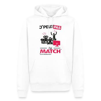 J'peux pas, j'ai match - Sweat à capuche Premium bio Homme - blanc - Devant - Nico (187cm)