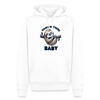 Faultier Hang In There - Männer Premium Bio Hoodie - Weiß - Vorne - Nico (187cm)