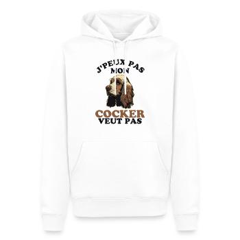 Humour chien de race cocker - Sweat à capuche Premium bio Homme - blanc - Devant - Nico (187cm)
