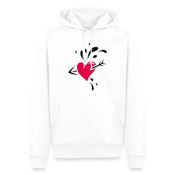 Coeur traversé d’une flèche - Sweat à capuche Premium bio Homme - blanc - Devant - Nico (187cm)