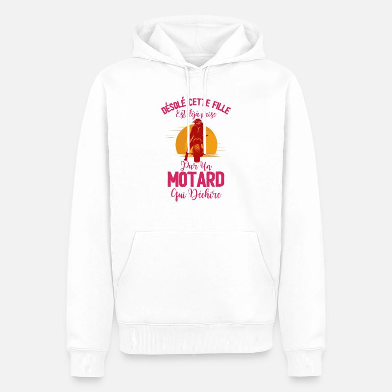Amoureuse d'un motard - Sweat à capuche Premium bio Homme - blanc
