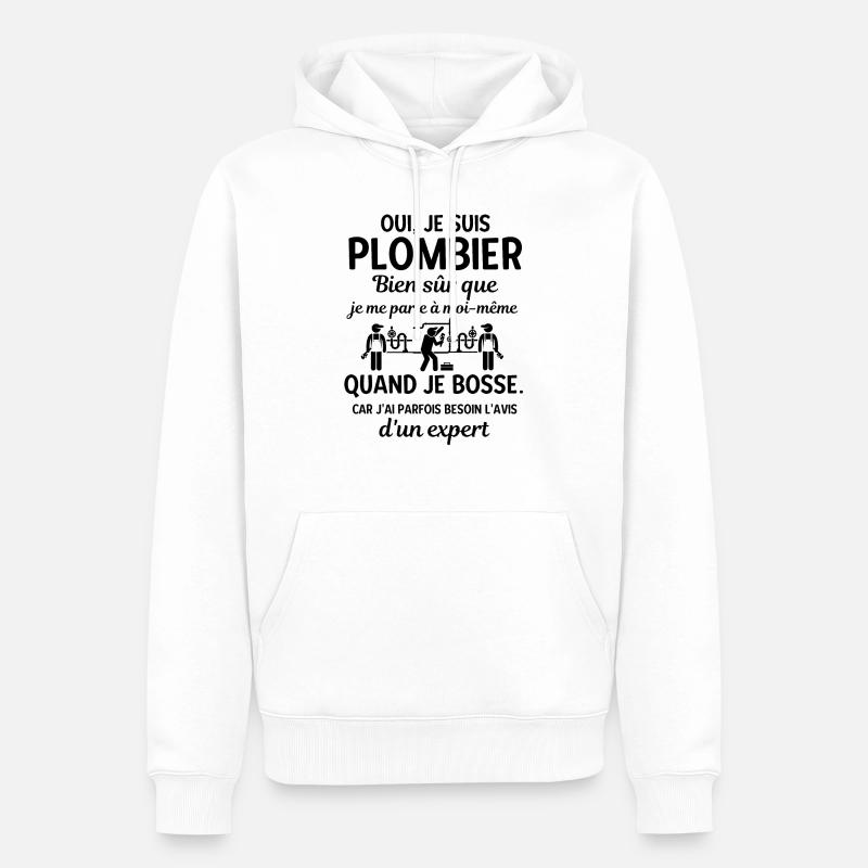 Humour expert plombier 2 - Sweat à capuche Premium bio Homme - blanc